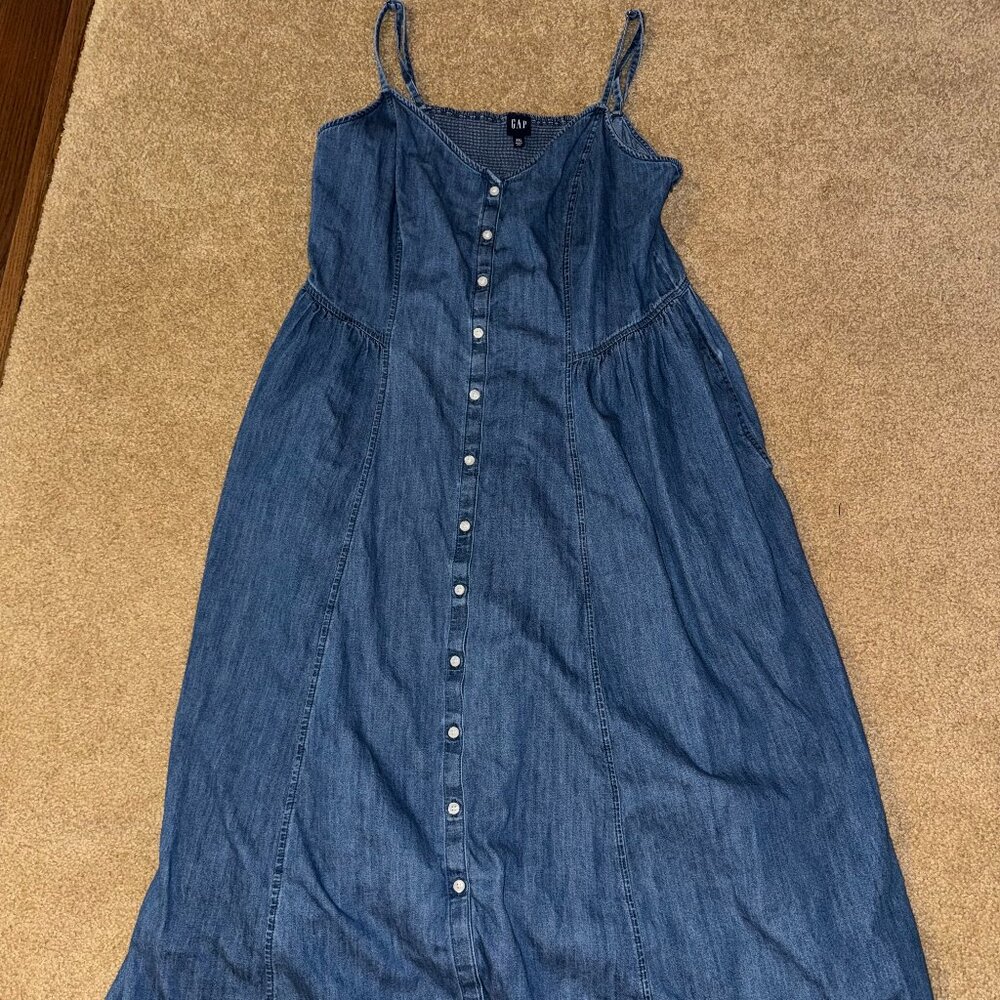 GAP DENIM BUTTON DOWN LONG DRESS WOMENS XXL Tall